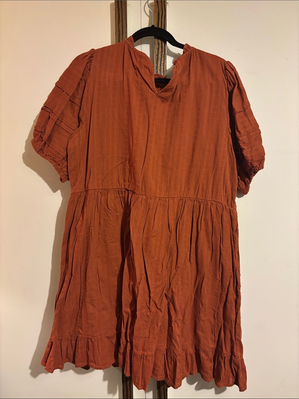 Universal Thread Rust Orange Mini Peasant Dress - Picture 3 of 4